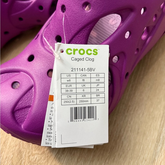 NWT Crocs Caged Clogs Grapeberry W8 - Picture 3 of 5